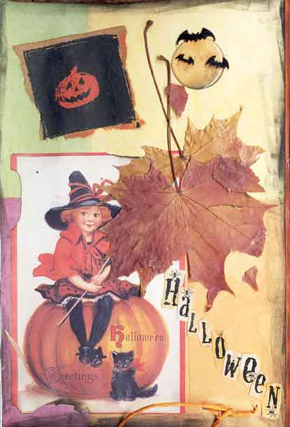 halloween altered book page